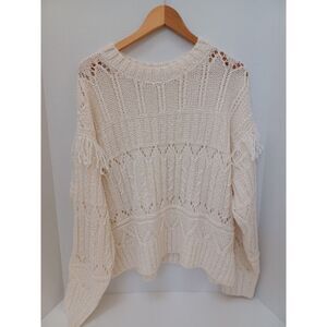 Old Navy Ivory Cream Cable Knit Pullover Wool Sweater Womens 2X‎ NWT